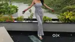 Black and white striped jumpsuit