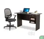 Dark brown table with chair