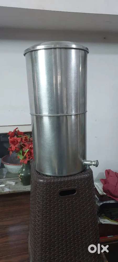 1 water filter 40L, 2steel matka 8aluminium dibba 6steel storage jar