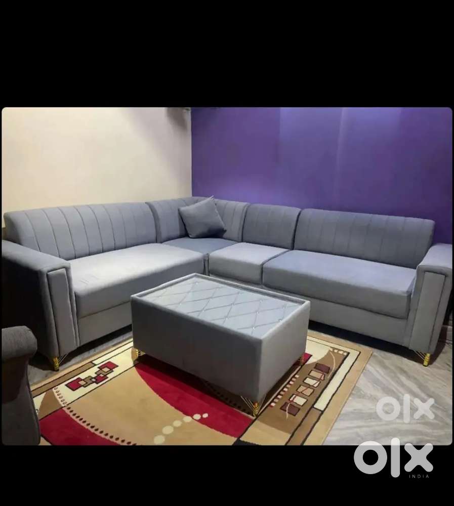 DARK SILVER COLOUR L SHAPE SOFA WHOLESALE PRICE AVAILABLE IN N.Z FURNI