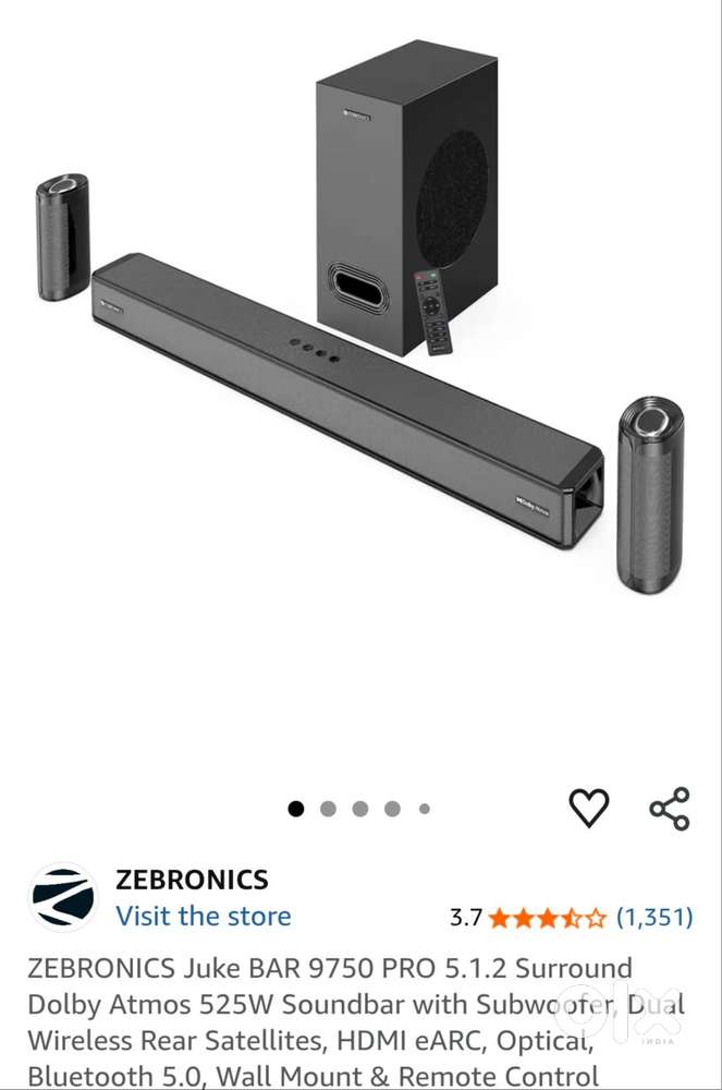 ZEBRONICS Juke BAR 9750 PRO 5.1.2  Surround Dolby atmos