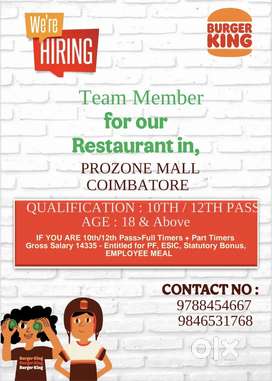 Team Members Required for Prozone Mall