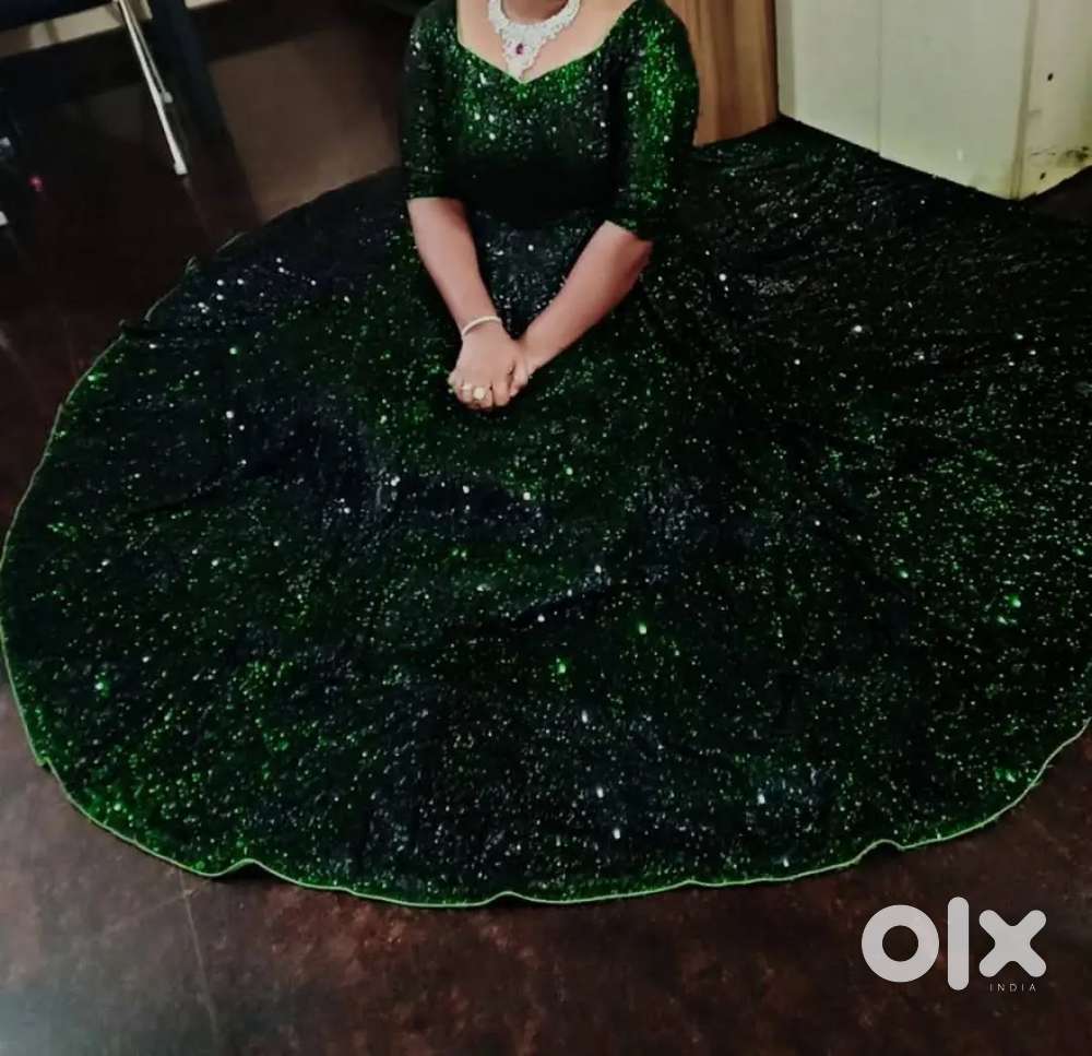 Long green colour party wear gown (used one)