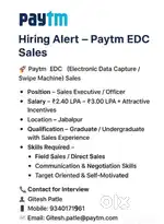 URGENT HIRING FOR PAYTM PART TIME FULL TIME