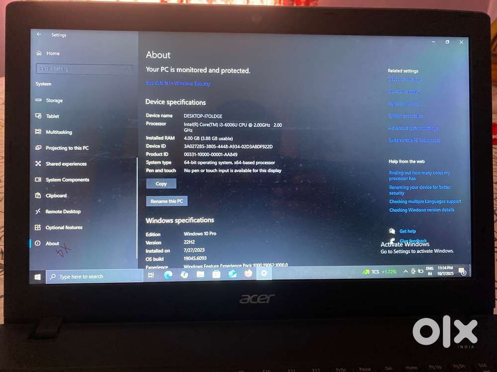 Aspire E 15 i3 256 ssd