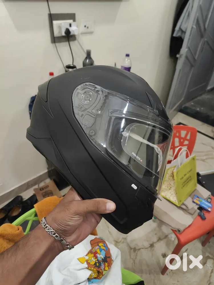 SMK typhoon helmet with bluarmor hs1 intercom with pin lock 30
