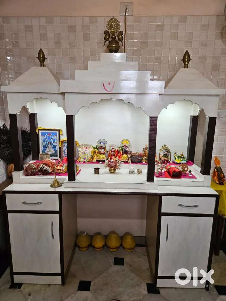 Wooden Mandir in Excellent Condition with Storage & Built-in Light