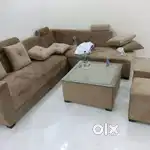 New l shape sofa set with the table with puffy