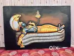 Large Handmade Painting – Lord Padmanabhaswamy on Ananta Shesha (10ft