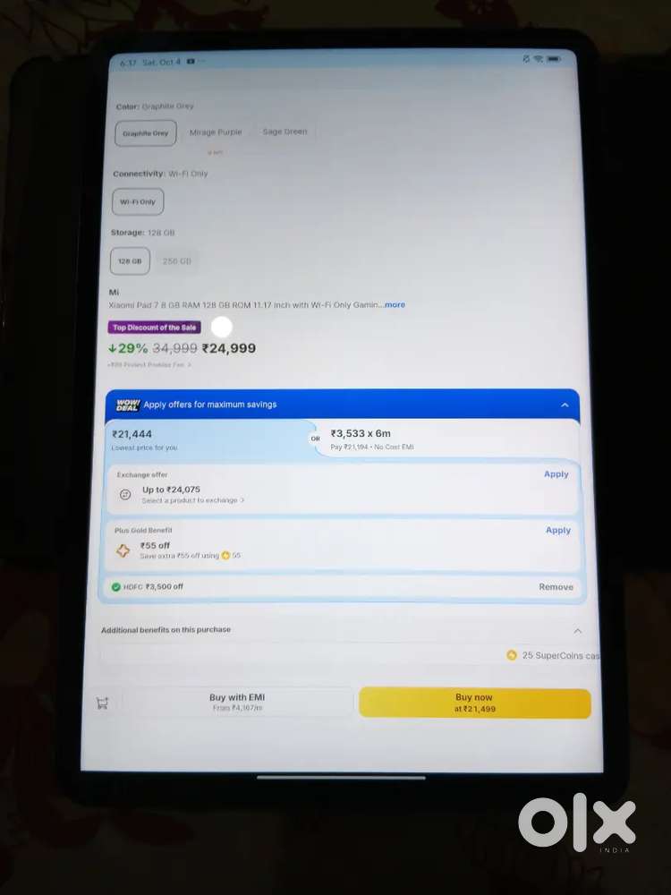 Xiaomi Pad 7 (8GB/128GB, WiFi) - 2 Months Old, Mint Condition