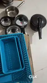 cooker, kadhai,pan,gas stove, dinner set, steel Tanki n container