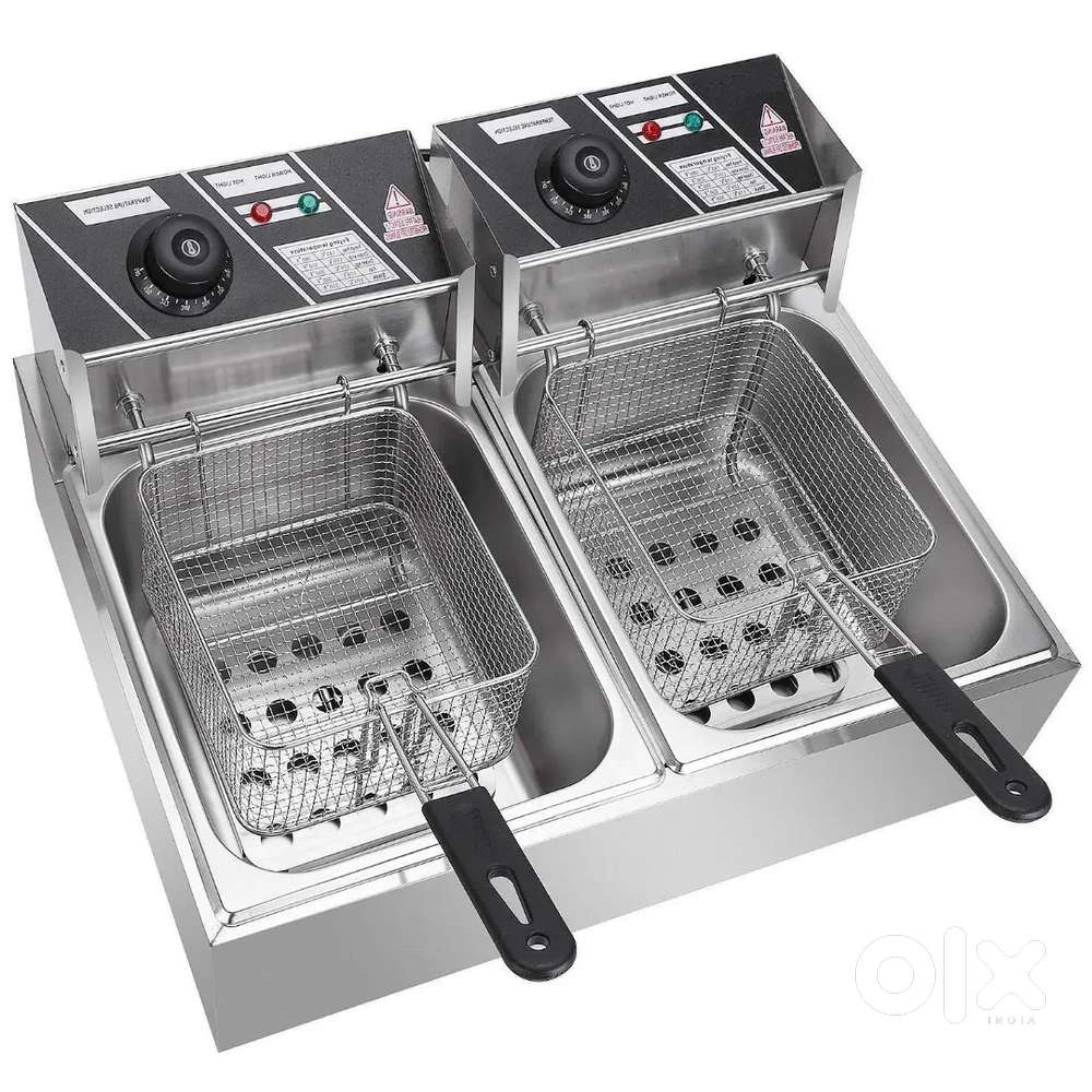 Kitchen equipments - deep fryer , ice box, knife, tray, chopping board