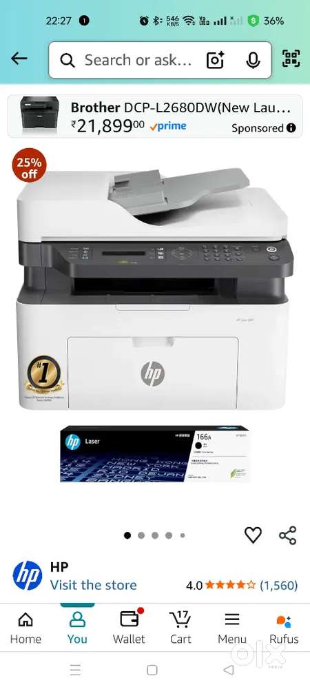 HP Laserjet 138fnw Monochrome Compact Wi-Fi
Printer
