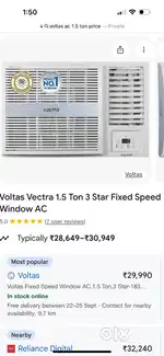 Voltas window ac 1.5 tonn