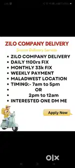 DELIVERY 1 CLOTHES 1 TIME  1100 rs fix daily