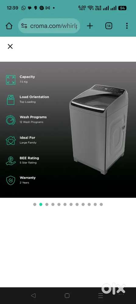 Whirlpool top load fully automatic washing machine