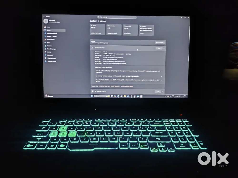 Asus Tuf A17 32gb ram 512ssd 1tb hdd