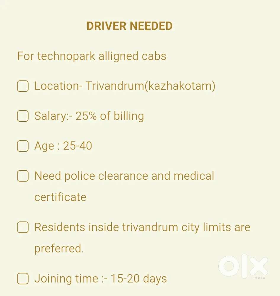 Drivers needed to technopark cabs