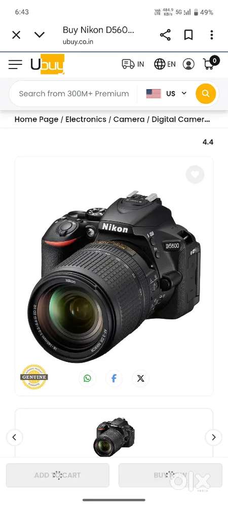 New condition nikon d5600 camera
