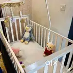 White FirstCry Baby cot with mattress never used