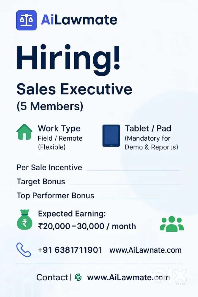 Hiring Sales Executives – AiLawmate Legal Software