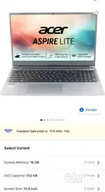 Acer Aspire Lite Multicolor Backlit AMD Ryzen 5 Hexa Core 5625U