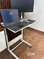 Height adjustable movable table for computer and table with wheels
