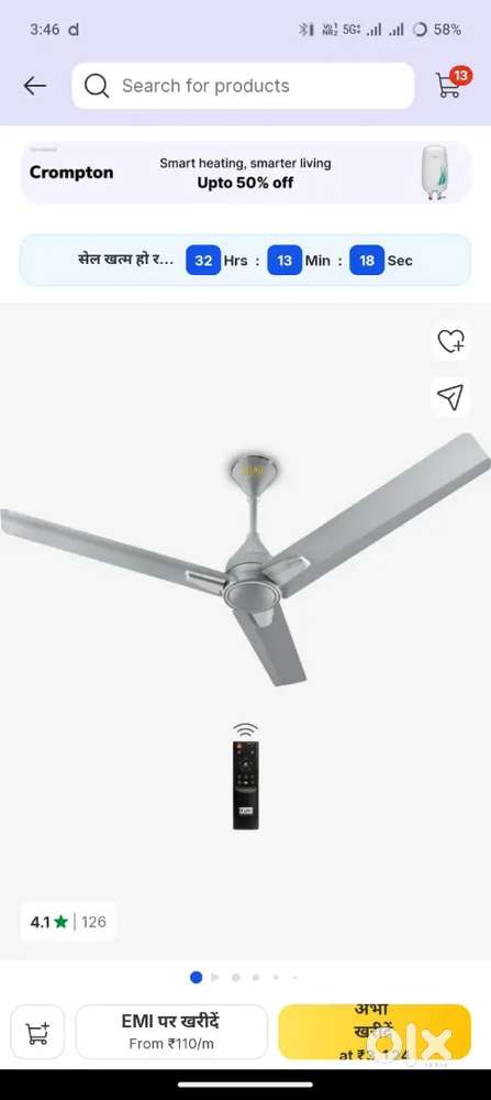 Khul celing fan 1 year old remote