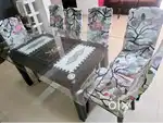 6 chair glass top dining table with covers