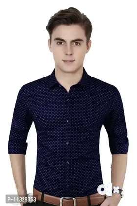 Casual fancy  Dot Print   ShirtSize: SMLXL Color:  Navy Blue Fabric:  Polycotton Type:  Long Sleeves...