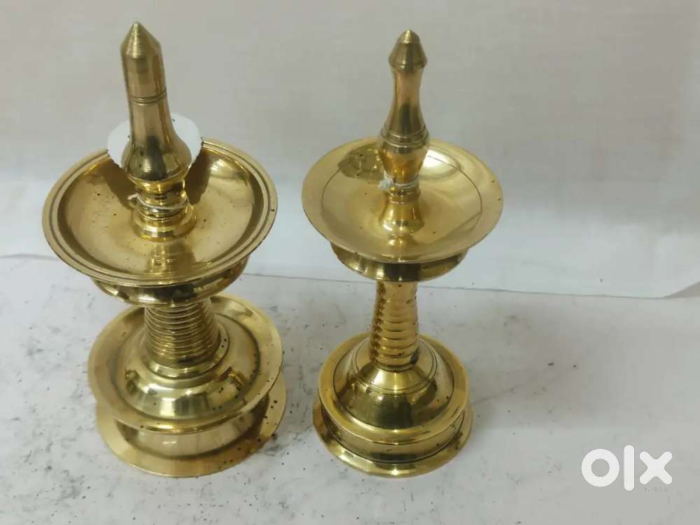 Antique pure brass solid heavy diya pair