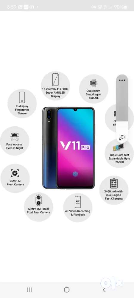 Vivo v11 pro original display fingerprint price 8000