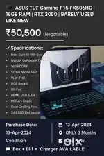 ASUS TUF Gaming F15 FX506HC  16GB RAM  RTX 3050  Barely Used Like New