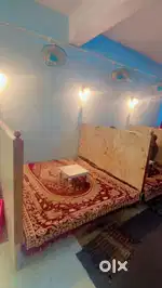 Hotel furniture and kitchen items with crockery