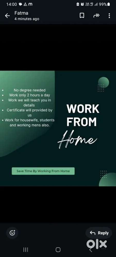 Work from home save time.