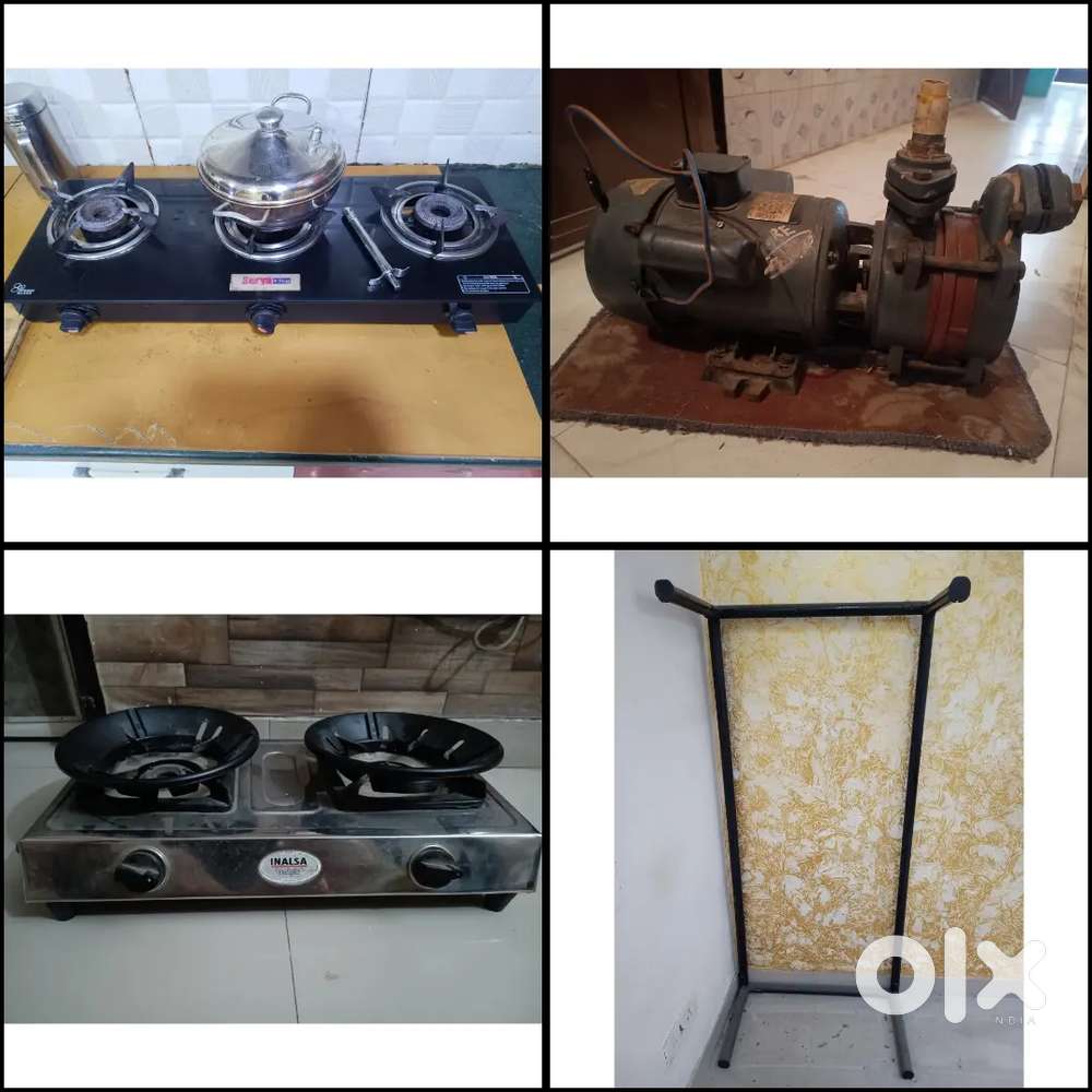 4Pc Product sale water motor and 2pc gas stove and 1pc Iron Khaat
