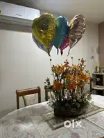 DINING TABLE- 6 seater, wooden, cushioned chairs