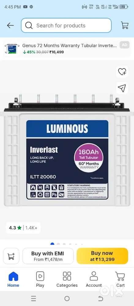 Inverter Battery with ups