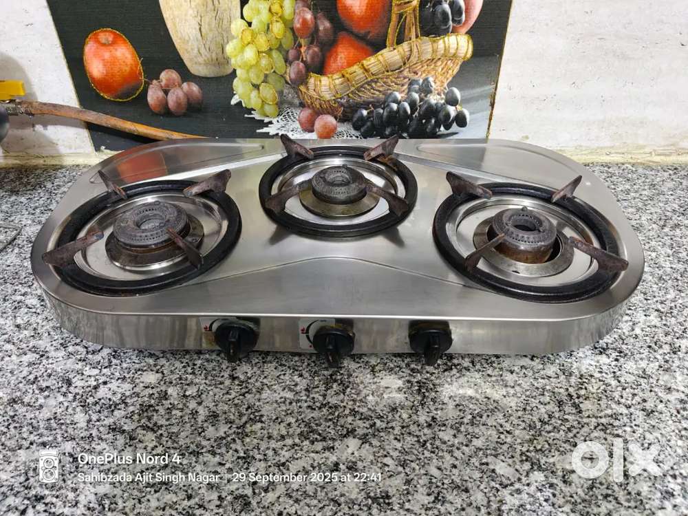 Sunflame stainless steel 3 burner gas stove for sale