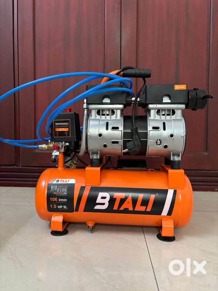 Btali air compressor 9 litre 1 hp motor oil free 8 bar 115 psi