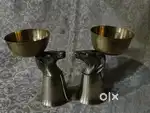 Antique pure brass solid heavy horse center tsble  bowls