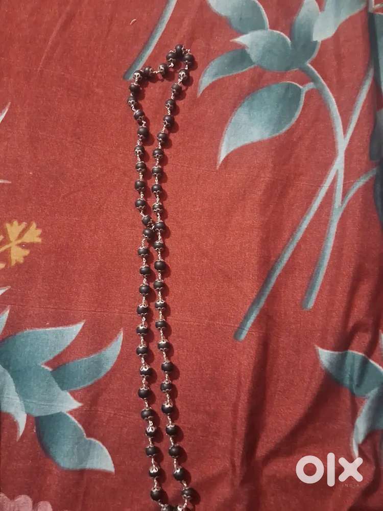 Karungali mala with silver caps