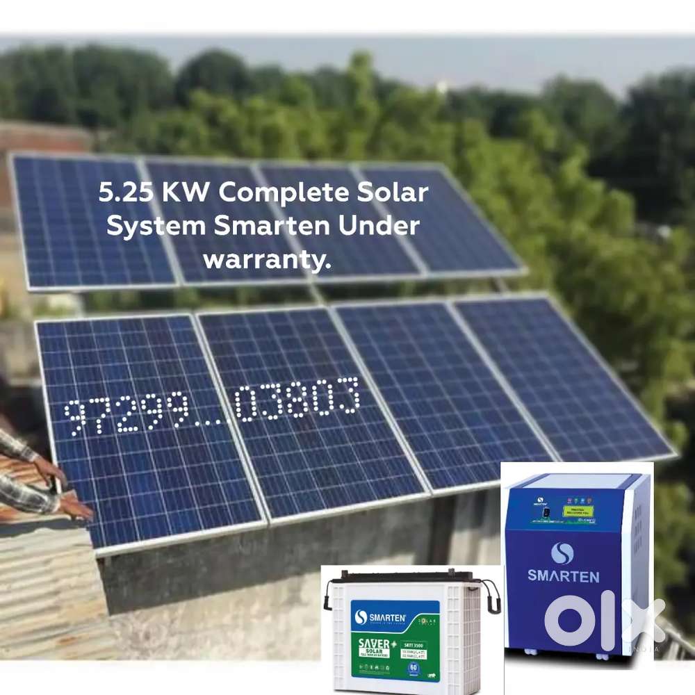 Smarten 5.25 KW Solar System with 8 pannels 4 battery 1 solar inverter