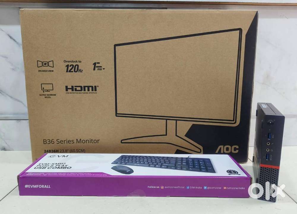 LENOVO BRANDED M700 MODEL TINY PC I5 6TH GEN 24 AOC NEW MONITOR SET
