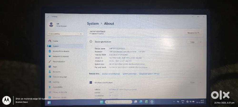 HP LAPTOP CORE I3 8GB RAM 512 SSD WINDOWS 11