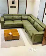 Green l shape sofa set