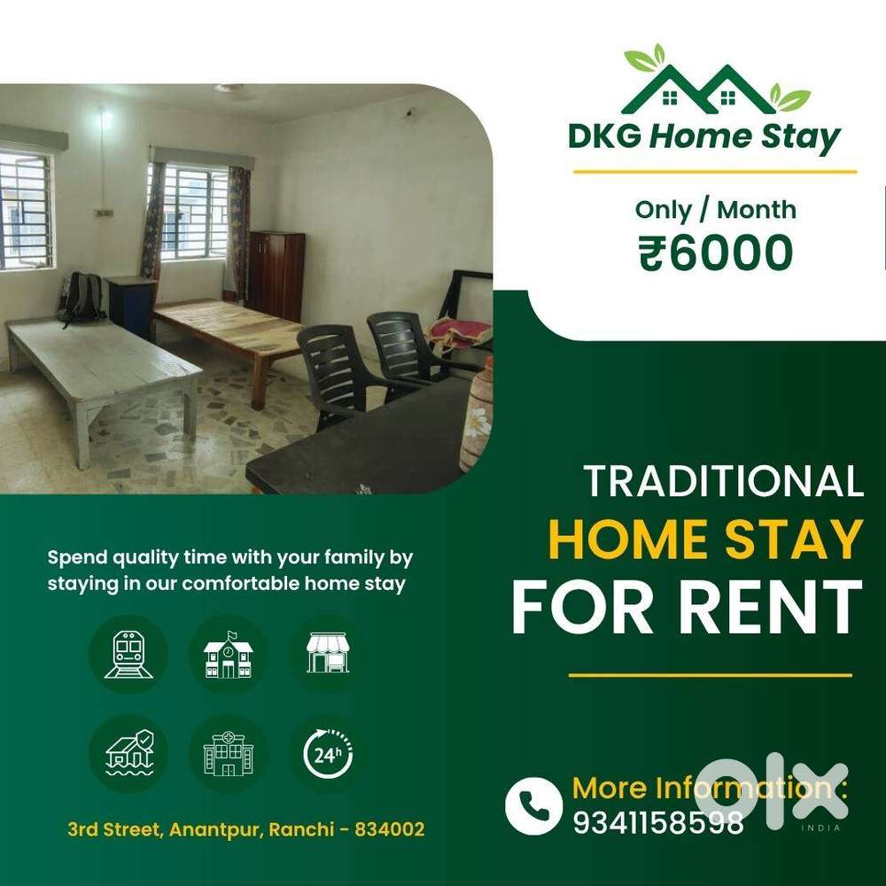 Looking for a peaceful stay in Ranchi  1 Room Home Stay  Furnished