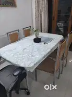 Dining table ( Glass Table with Iron Chairs)