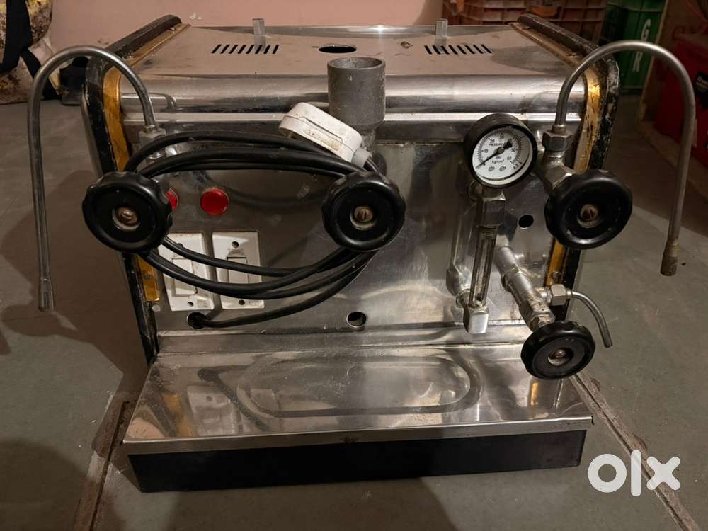 Stainless steel table, sandwich griller, coffee machine