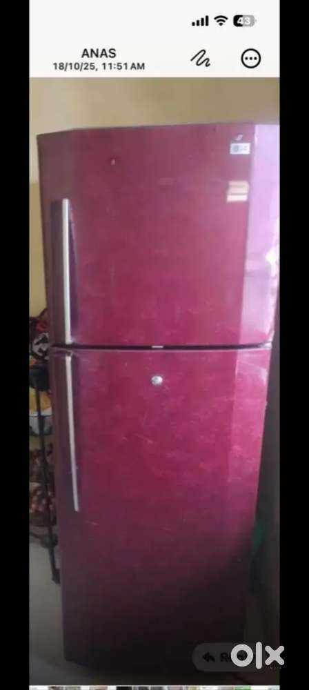 Red LG fridge